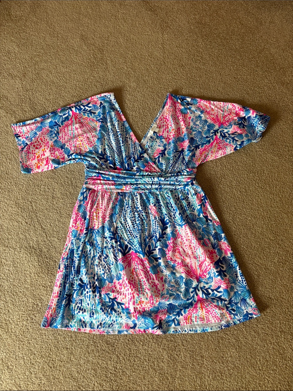 Lilly Pulitzer Blue Pink White Floral Wrap Dress